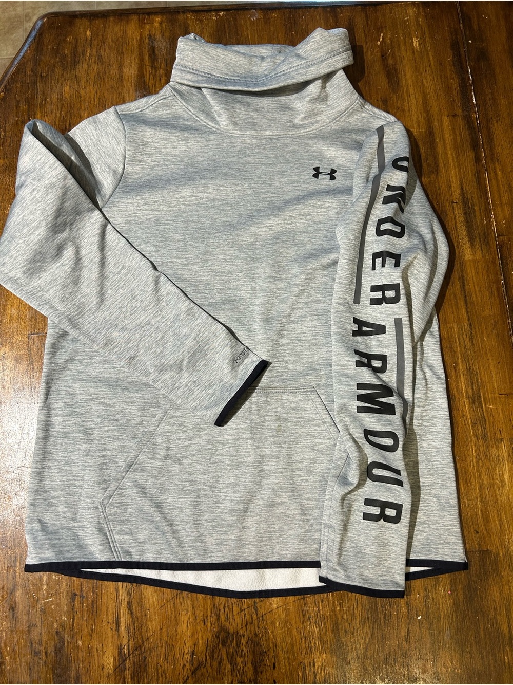 LG Kids' Heather Gray Mock Neck Hoodie with Sleeve Logo